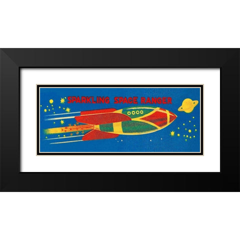 Sparkling Space Ranger Black Modern Wood Framed Art Print with Double Matting by Retrobot