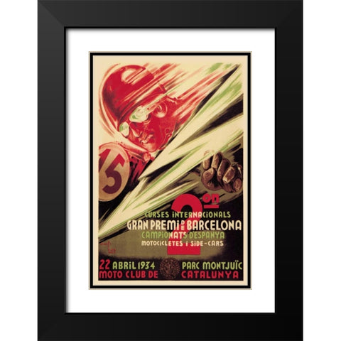 2nd International Barcelona Grand Prix Black Modern Wood Framed Art Print with Double Matting by Unknown