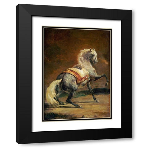 Dappled Grey Horse - Reversed Black Modern Wood Framed Art Print with Double Matting by Gericault, Theodore