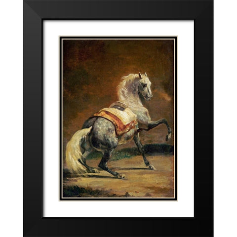 Dappled Grey Horse - Reversed Black Modern Wood Framed Art Print with Double Matting by Gericault, Theodore