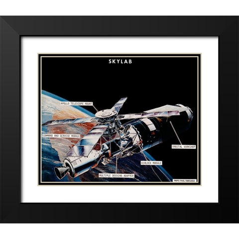 Skylab Components: Conceptual Drawing, 1974 Black Modern Wood Framed Art Print with Double Matting by NASA