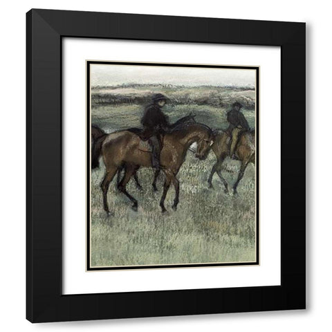Race Horses (center) Black Modern Wood Framed Art Print with Double Matting by Degas, Edgar