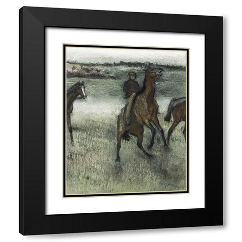 Race Horses (right) Black Modern Wood Framed Art Print with Double Matting by Degas, Edgar