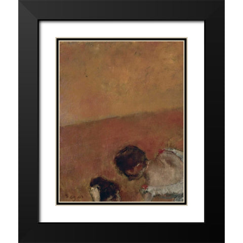Danseuses Montant Un Escalier - left Black Modern Wood Framed Art Print with Double Matting by Degas, Edgar