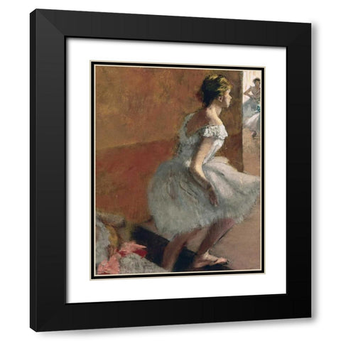 Danseuses Montant Un Escalier - center Black Modern Wood Framed Art Print with Double Matting by Degas, Edgar