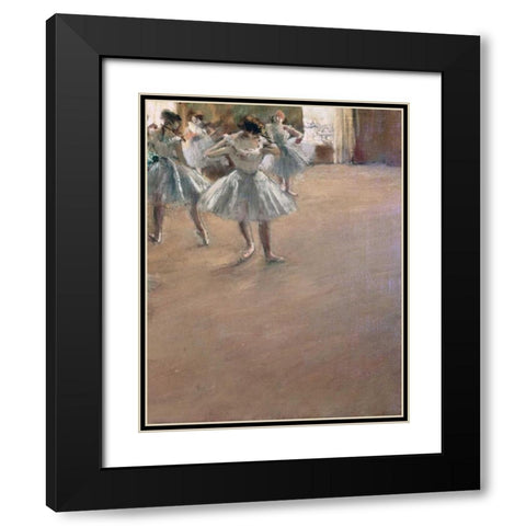 Danseuses Montant Un Escalier - right Black Modern Wood Framed Art Print with Double Matting by Degas, Edgar