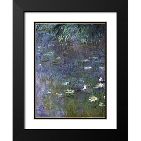 Water Lilies: Morning, c. 1914-26 (right) Black Modern Wood Framed Art Print with Double Matting by Monet, Claude
