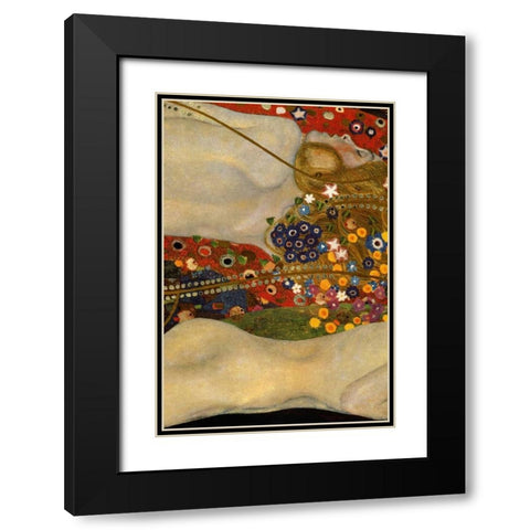 Sea Serpents V - center Black Modern Wood Framed Art Print with Double Matting by Klimt, Gustav