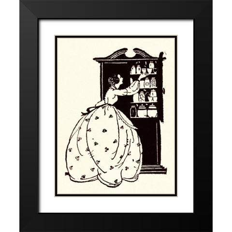 Homemaker Pulls China From Vitrine Black Modern Wood Framed Art Print with Double Matting by Parrish, Maxfield