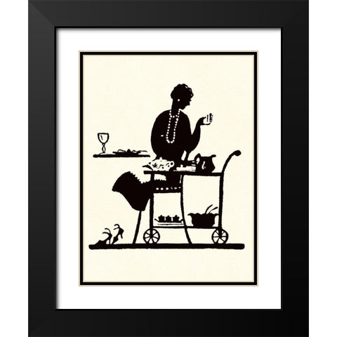 Homemaker Takes Items From a Serving Cart Black Modern Wood Framed Art Print with Double Matting by Parrish, Maxfield