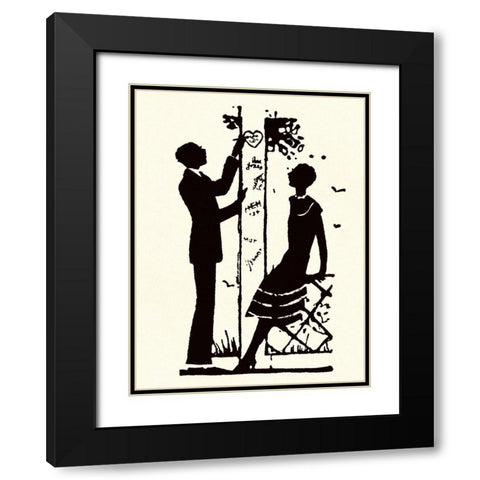 Suitor Pulls a Heart From a Trellis Black Modern Wood Framed Art Print with Double Matting by Parrish, Maxfield
