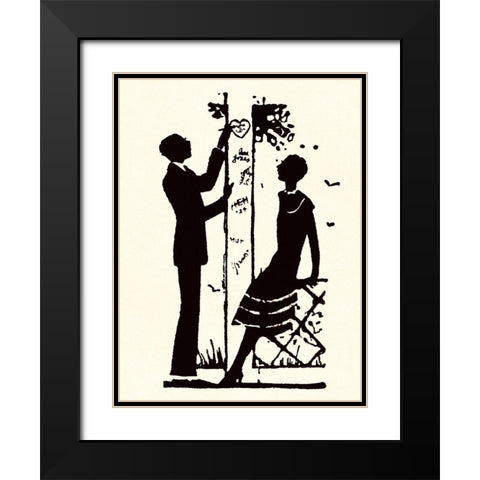 Suitor Pulls a Heart From a Trellis Black Modern Wood Framed Art Print with Double Matting by Parrish, Maxfield