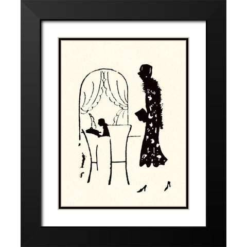 Dressed Woman Walks Into a Restaurant Black Modern Wood Framed Art Print with Double Matting by Parrish, Maxfield