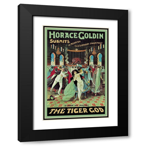 Magicians: Horace Goldin, Magician: The Tiger God Black Modern Wood Framed Art Print with Double Matting by Strobridge