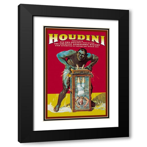 Magicians: Houdini Black Modern Wood Framed Art Print with Double Matting by Strobridge