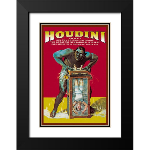 Magicians: Houdini Black Modern Wood Framed Art Print with Double Matting by Strobridge