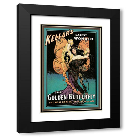 Magicians: Golden Butterfly: Kellars Latest Wonder Black Modern Wood Framed Art Print with Double Matting by Strobridge