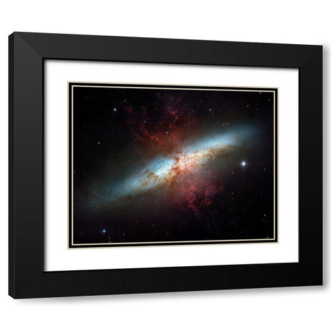 M82 - Starburst Galaxy Black Modern Wood Framed Art Print with Double Matting by NASA