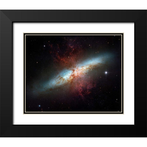 M82 - Starburst Galaxy Black Modern Wood Framed Art Print with Double Matting by NASA