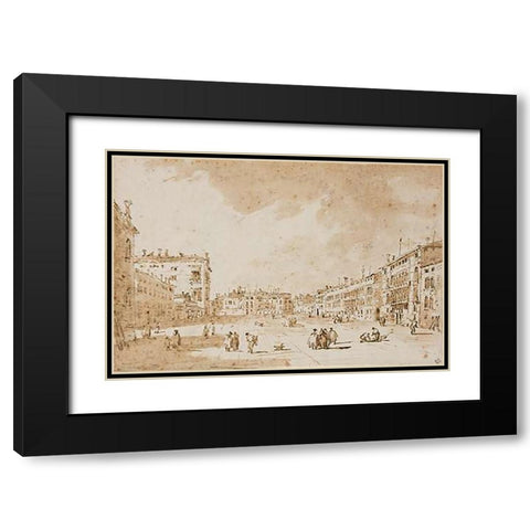 View of Campo San Polo, Venice, ca. 1790 Black Modern Wood Framed Art Print with Double Matting by Guardi, Francesco