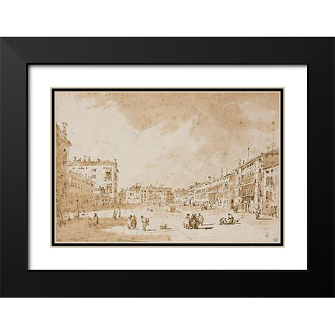 View of Campo San Polo, Venice, ca. 1790 Black Modern Wood Framed Art Print with Double Matting by Guardi, Francesco