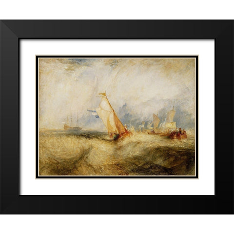 Van Tromp, going about to please his Masters, Ships a Sea, getting a Good Wetting, Black Modern Wood Framed Art Print with Double Matting by Turner, Joseph Mallord William