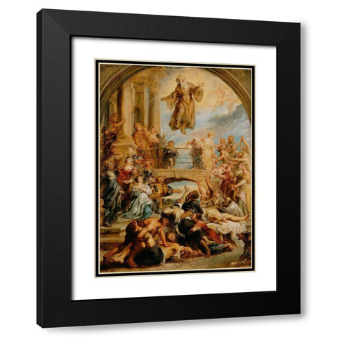 The Miracles of Saint Francis of Paola Black Modern Wood Framed Art Print with Double Matting by Rubens, Peter Paul