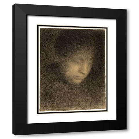 Madame Seurat, the Artists Mother (Madame Seurat, mere) Black Modern Wood Framed Art Print with Double Matting by Seurat, Georges