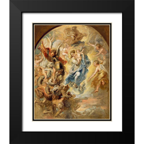 The Virgin as the Woman of the Apocalypse Black Modern Wood Framed Art Print with Double Matting by Rubens, Peter Paul