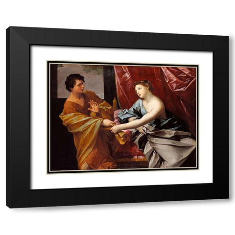 Joseph and Potiphars Wife Black Modern Wood Framed Art Print with Double Matting by Reni, Guido