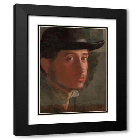 Self-portrait Black Modern Wood Framed Art Print with Double Matting by Degas, Edgar