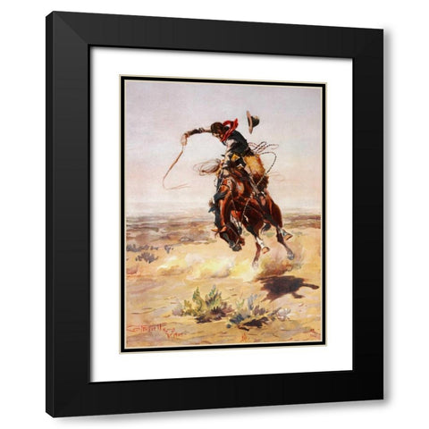 A Bad Hoss, 1904 Black Modern Wood Framed Art Print with Double Matting by Russell, Charles M.