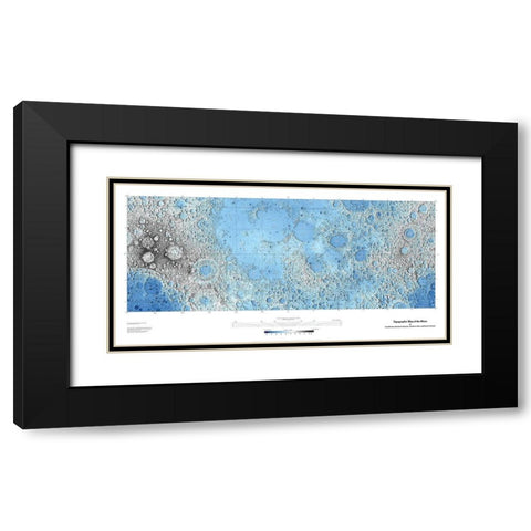 Decorative Topographic Map of the Moon, Projection Black Modern Wood Framed Art Print with Double Matting by United States Geological Survey
