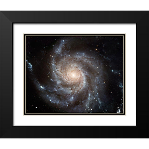 Messier 101 (M101) Black Modern Wood Framed Art Print with Double Matting by NASA