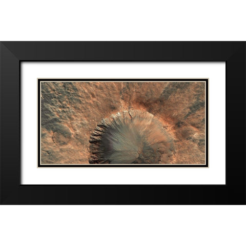 Mars HiRISE - Crater near Sirenum Fossae Black Modern Wood Framed Art Print with Double Matting by NASA