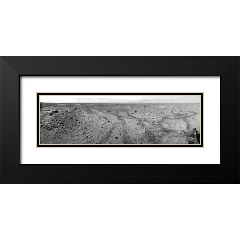 Mars Gale Crater with Tire Tracks - Panoramic Mosaic, August 15, 2014 Black Modern Wood Framed Art Print with Double Matting by NASA