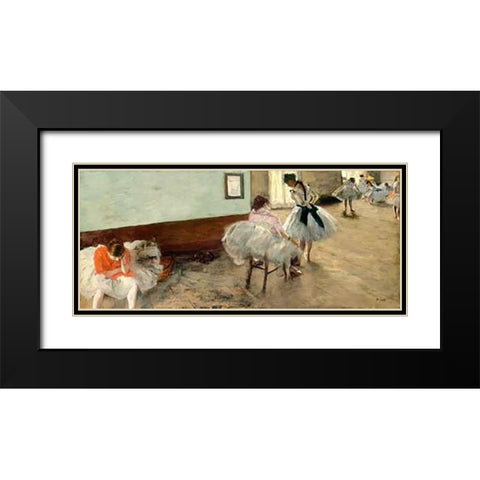 The Dance Lesson, c. 1879 Black Modern Wood Framed Art Print with Double Matting by Degas, Edgar