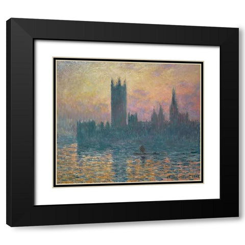 The Houses of Parliament, Sunset, 1903 Black Modern Wood Framed Art Print with Double Matting by Monet, Claude