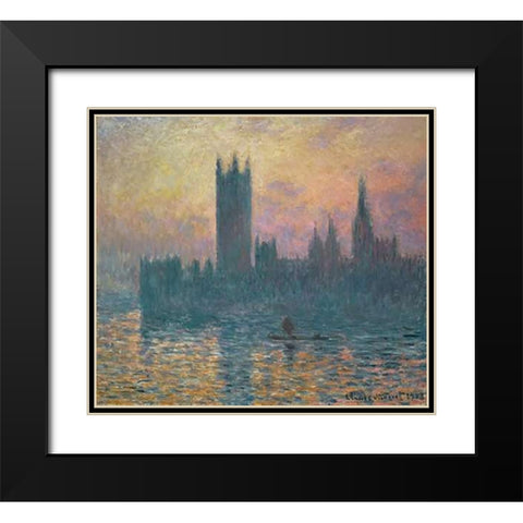 The Houses of Parliament, Sunset, 1903 Black Modern Wood Framed Art Print with Double Matting by Monet, Claude