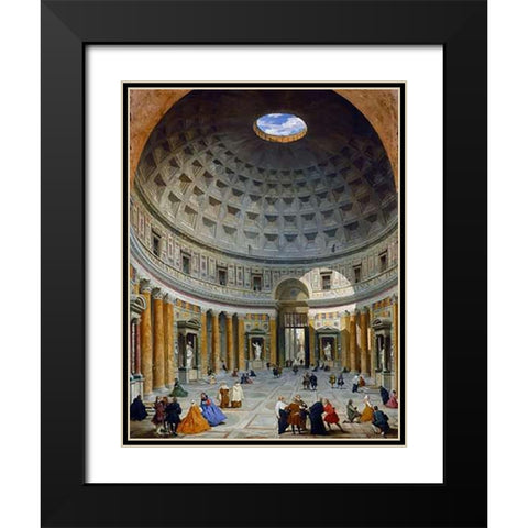 Interior of the Pantheon, Rome, c. 1734 Black Modern Wood Framed Art Print with Double Matting by Panini, Giovanni Paolo