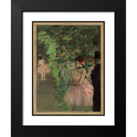 Dancers Backstage, 1876/1883 Black Modern Wood Framed Art Print with Double Matting by Degas, Edgar