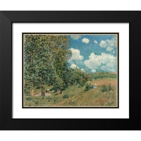 The Road from Versailles to Saint-Germain Black Modern Wood Framed Art Print with Double Matting by Sisley, Alfred