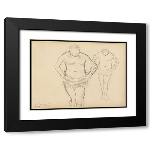 Copies of Cezannes Bathers Black Modern Wood Framed Art Print with Double Matting by Degas, Edgar