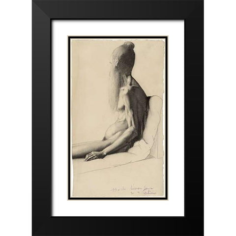 An Indian Man Black Modern Wood Framed Art Print with Double Matting by Seurat, Georges