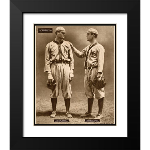 Walter Johnson And Charles E. Street, Washington American League, 1880 Black Modern Wood Framed Art Print with Double Matting by Leopold Morse Goulston Baseball Collection,