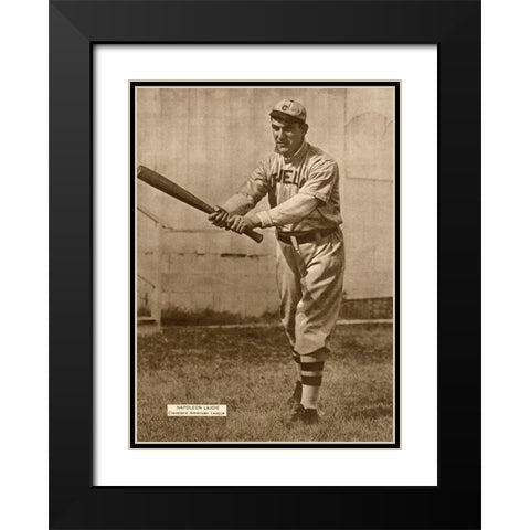 Napoleon Lajoie, Cleveland American League, 1880 Black Modern Wood Framed Art Print with Double Matting by Leopold Morse Goulston Baseball Collection,