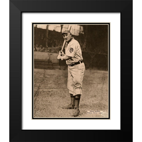 Honus Wagner, Pittsburg National League, 1880 Black Modern Wood Framed Art Print with Double Matting by Leopold Morse Goulston Baseball Collection,