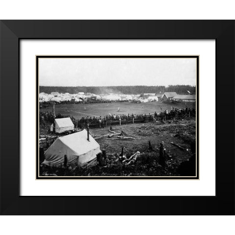 Baseball game - Anchorage - July 4th 1915 Black Modern Wood Framed Art Print with Double Matting by Laurence,