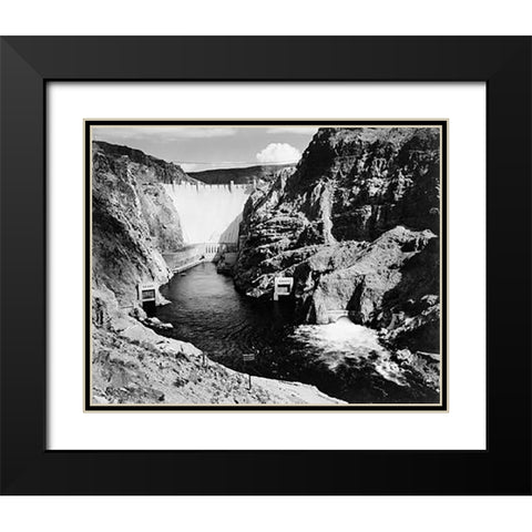 Hoover Dam from Across the Colorado River - National Parks and Monuments, 1941 Black Modern Wood Framed Art Print with Double Matting by Adams, Ansel