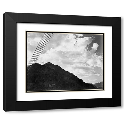 Looking Toward Sugarloaf Mountain With Boulder Dam Transmission Lines - National Parks and Monuments Black Modern Wood Framed Art Print with Double Matting by Adams, Ansel